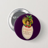 Victoriaans Pasen,  Meisje met Bonnet in Egg Ronde Button 5,7 Cm (Voorkant /achterkant)