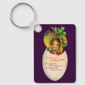 Victoriaans Pasen,  Meisje met Bonnet in Egg Sleutelhanger (Voorkant)