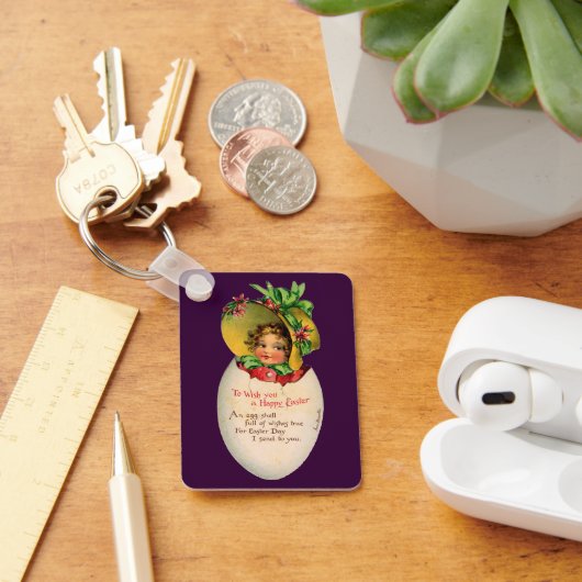 Victoriaans Pasen, Meisje met Bonnet in Egg Sleutelhanger (Bureau)