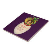 Victoriaans Pasen,  Meisje met Bonnet in Egg Tegeltje (Zijkant)