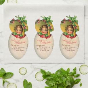 Victoriaans Pasen, Meisje met Bonnet in Egg Theedoek