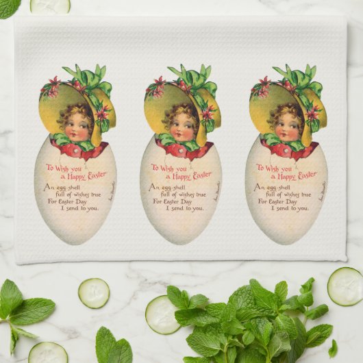 Victoriaans Pasen, Meisje met Bonnet in Egg Theedoek (Gevouwen)