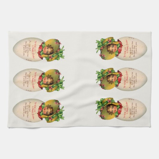 Victoriaans Pasen,  Meisje met Bonnet in Egg Theedoek (Horizontaal)