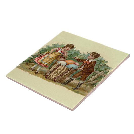  Victoriaans Pasen Tegeltje (Zijkant)