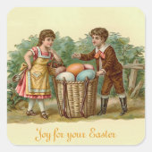  Victoriaans Pasen Vierkante Sticker (Voorkant)