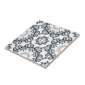 Victoriaans patroon Elegant Black en White Damask Tegeltje (Zijkant)