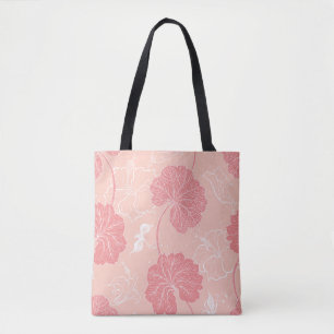 Victoriaans patroon met met handgetrokken bladere Tote Bag