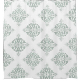 Victoriaans patroon van floraal groen wit Douchegordijn