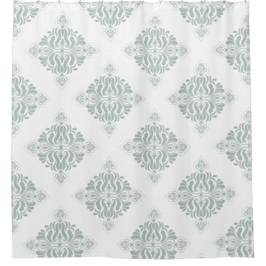  Victoriaans patroon van floraal groen wit Douchegordijn (Voorkant)