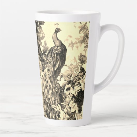 Victoriaans pauw bloementoilet patroon goud zwart latte mok (Rechts)