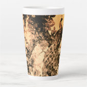 Victoriaans pauw bloemige elegante toile patroon latte mok (Voorkant)