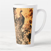 Victoriaans pauw bloemige elegante toile patroon latte mok (Rechts)