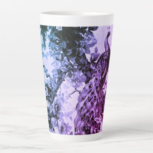 Victoriaans pauw bloemige elegante toile patroon latte mok (Voorkant)