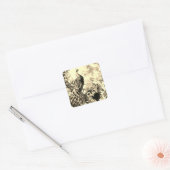 Victoriaans pauw bloemige elegante toile patroon vierkante sticker (Envelop)