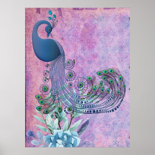 *~* Victoriaans Peacock Art Nouveau AR24 Poster (Voorkant)