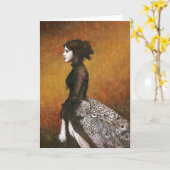 Victoriaans Peacock Girl-kaart Kaart (Gele Bloem)