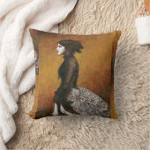 Victoriaans Peacock Girl Throw Cushion Kussen (Deken)