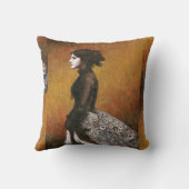 Victoriaans Peacock Girl Throw Cushion Kussen (Achterkant)