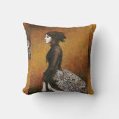 Victoriaans Peacock Girl Throw Cushion Kussen (Voorkant)