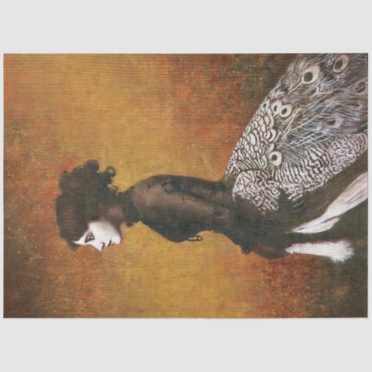 Victoriaans peacock Girl-weefselpapier Tissuepapier (Voorkant)