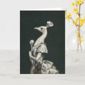 Victoriaans Peacock Lady Groeten Kaart (Gele Bloem)