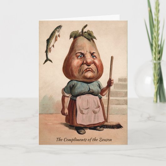  Victoriaans Pear Head Christmas Kaart (Voorkant)