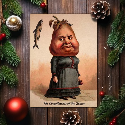  Victoriaans Pear Head Lady Kerst Kaart