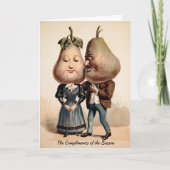  Victoriaans Peer Hoofd Paar Kerst Kaart (Voorkant)