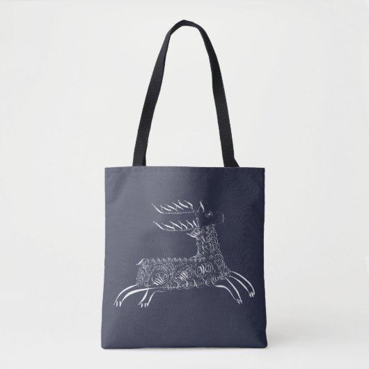 Victoriaans penwerk kalligrafisch hert tote bag (Voorkant)