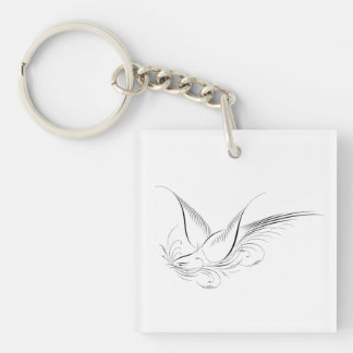Victoriaans penwork kalligrafische duif sleutelhanger
