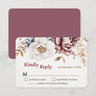 Victoriaans Peony Luxe bruiloft RSVP Kaart