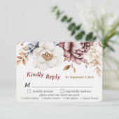 Victoriaans Peony Luxe bruiloft RSVP Kaart Maaltij (Staand voorkant)