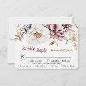 Victoriaans Peony Luxe bruiloft RSVP Kaart Maaltij (Voorkant)