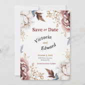 Victoriaans Peony Luxe bruiloft Save the Date Kaar Kaart (Voorkant)