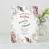 Victoriaans Peony Luxe bruiloft uitnodiging Kaart (Staand voorkant)