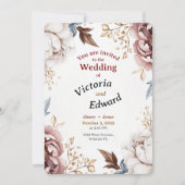 Victoriaans Peony Luxe bruiloft uitnodiging Kaart (Voorkant)