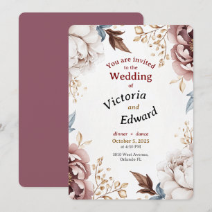 Victoriaans Peony Luxe bruiloft uitnodiging Kaart