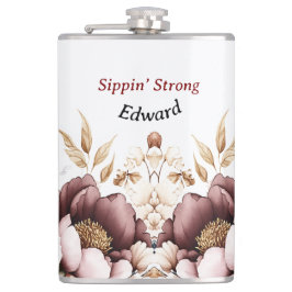 Victoriaans Peony Luxe bruiloft zijn vinyl verpakt Heupfles