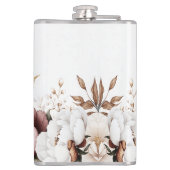 Victoriaans Peony Luxe bruiloft zijn vinyl verpakt Heupfles (Achterkant)