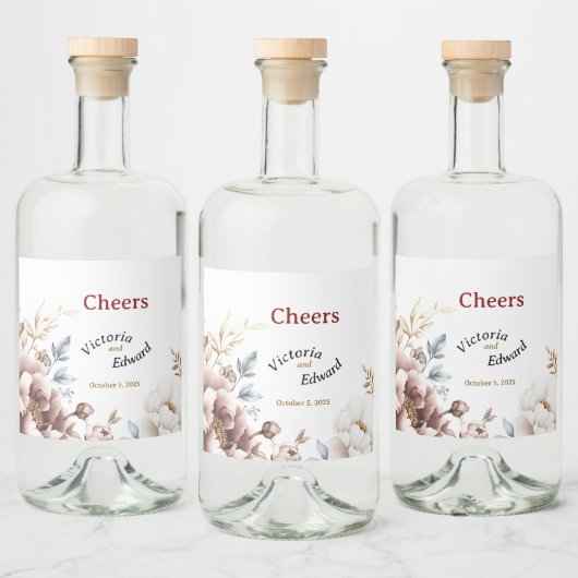 Victoriaans Peony Luxe Drankflesetiketten Likeurfles Etiket (Flessen)