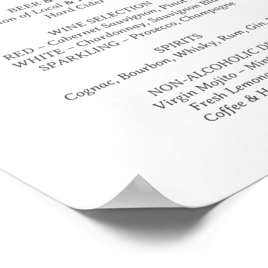 Victoriaans Peony Luxe Drinken Menu Poster (Hoek)