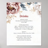 Victoriaans Peony Luxe Drinken Menu Poster (Voorkant)