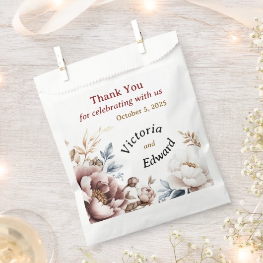 Victoriaans Peony Luxe Huwelijksgunstzak Bedankzakje (Geknipt)