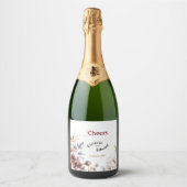 Victoriaans Peony Luxe Mousserende Wijnflesetikett Sparkling Wijnetiket (Voorkant)