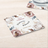 Victoriaans Peony Luxe Trouwpapier Onderzetters (Schuin)