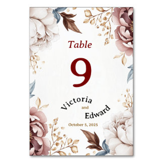 Victoriaans Peony Luxe Trouwtafel Nummer Kaart