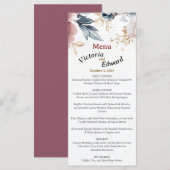 Victoriaans Peony Luxe Wedding Menu Kaart (Voorkant / Achterkant)