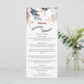 Victoriaans Peony Luxe Wedding Menu Kaart (Staand voorkant)