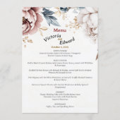 Victoriaans Peony Luxe Wedding Menu Kaart 5 "x7" (Voorkant)