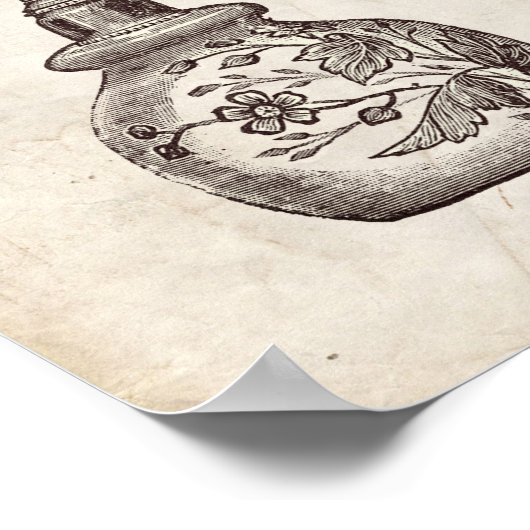 Victoriaans perfumeflesillustratie poster (Hoek)